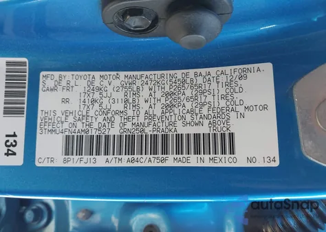 2010 Toyota Tacoma Base V6 из США, поврежденный, VIN 3TMMU4FN4AM017527